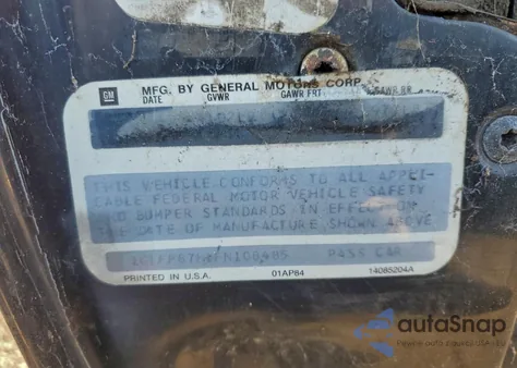 1985 Chevrolet Camaro from USA, damaged, VIN 1G1FP87H1FN108485